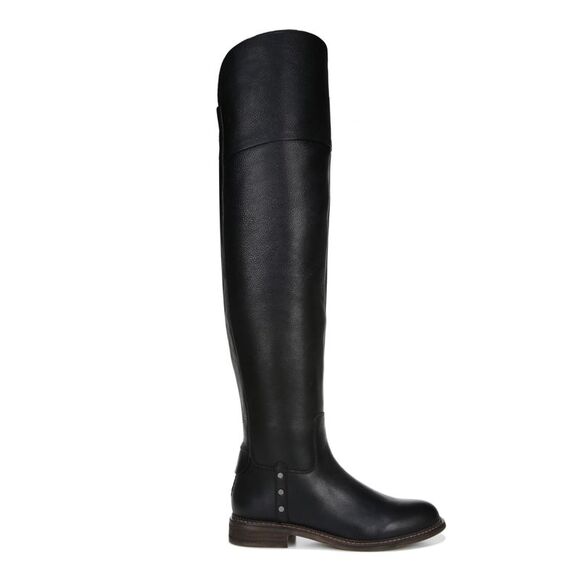 FRANCO SARTO Womens Black Haleen Round Toe Block Heel Leather Heeled Boots 7.5 M - Picture 3 of 4